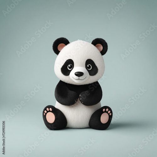 Adorable panda stuffed animal isolated.