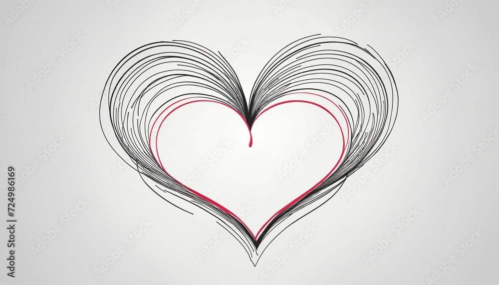 Romantic Minimalist Heart and Love Line Art Wedding Card on White Background. Artistic Heart Sketch with Continuous Line Design. Love Vector Illustration. Romantic Minimalist Heart and Love Line Art Wedding Card on White Background. Artistic Heart Sketch with Continuous Line Design. Love Vector Illustration.