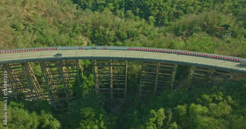 .Aerial view from flying drone Huai Tong Bridge is the highest bridge in Thailand, .the bridge that connects Between the northeastern and northern regions..The bridge is in perfect nature .Aerial view from flying drone Huai Tong Bridge is the highest bridge in Thailand, .the bridge that connects Between the northeastern and northern regions..The bridge is in perfect nature
