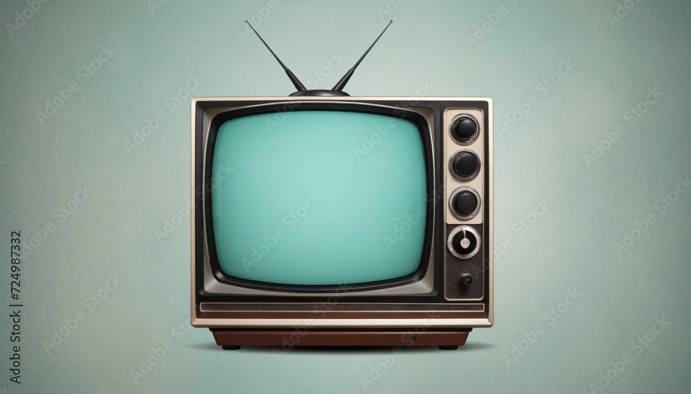 Vintage TV on textured backdrop. Simple design. Made with Generative Algorithms.