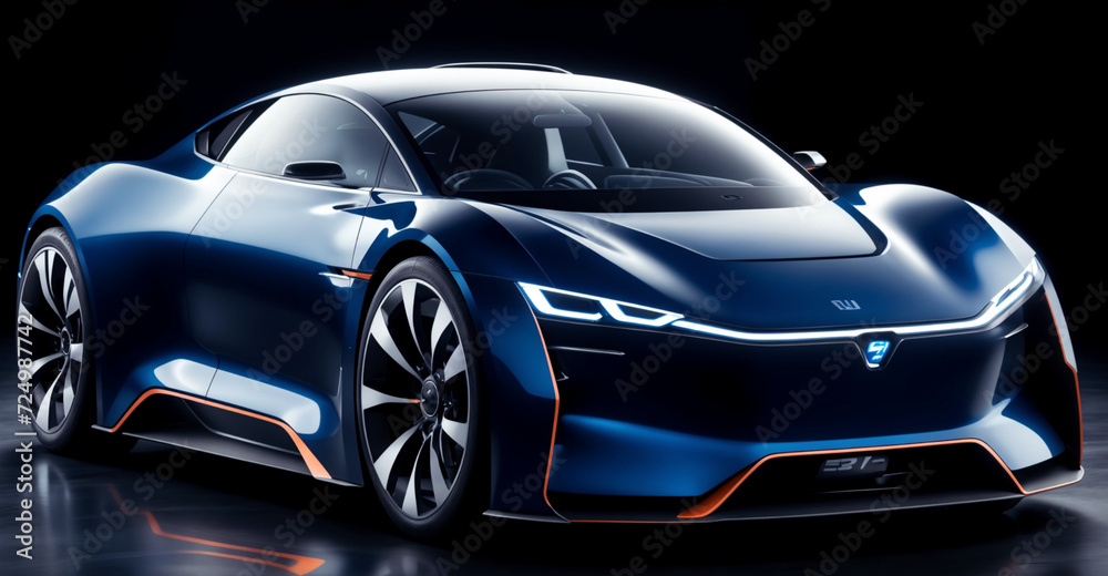 futuristic electric blue car