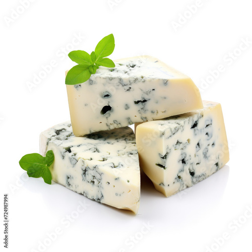 Blue Cheese Isolated on a W...