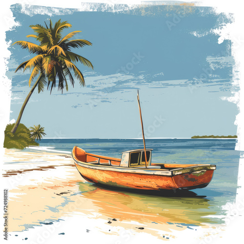 Art Illustration Modern Poster and Cover of tropical island concept © STORYTELLER