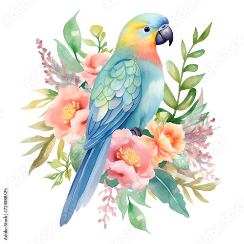 Parrot Watercolor Clipart  Colorfull Parrot Design  ai generative