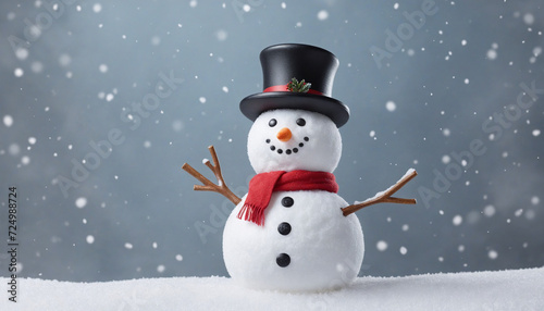Winter greeting card with happy snowman and space for your message © SR07XC3