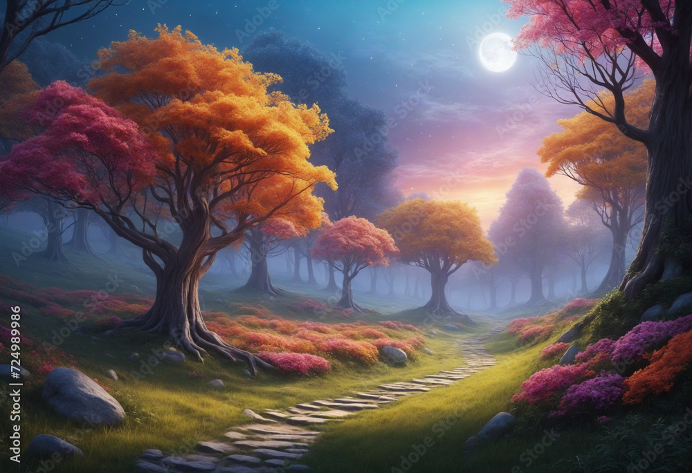 Vibrant Trees in a whimsical land Vibrant Trees in a whimsical land