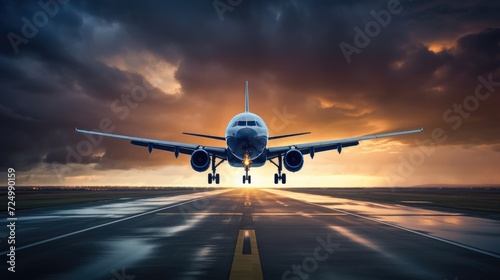 airplane on landing. Realistic photo, high quality, --ar 16:9 --v 5.2 Job ID: 153517b6-750f-4efe-9fd7-91ed1e7670f3