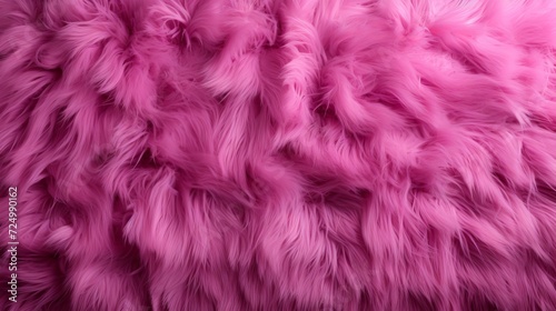 Soft and vibrant bright pink fur texture background, ideal for design and fashion projects photo