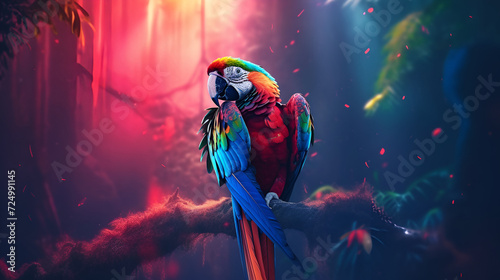 Obraz na płótnie Parrot Wallpaper, Colorfull Parrot Desktop Design, ai generative