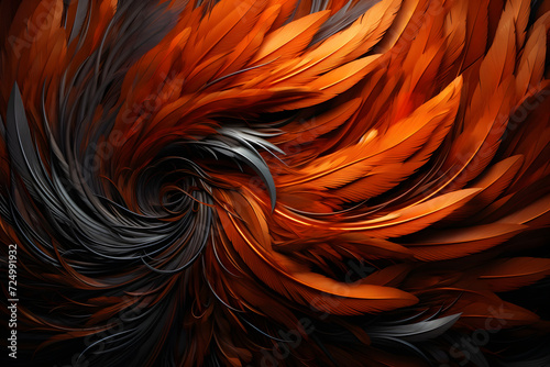 an orange and colorful feathered image