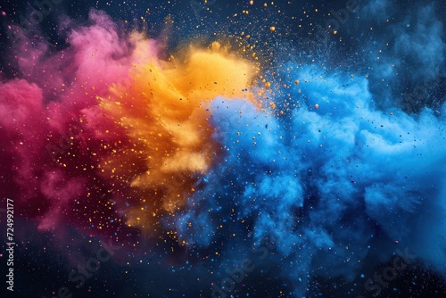 Holi powder exploding in a burst of colors