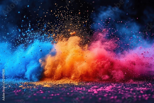 Holi powder exploding in a burst of colors