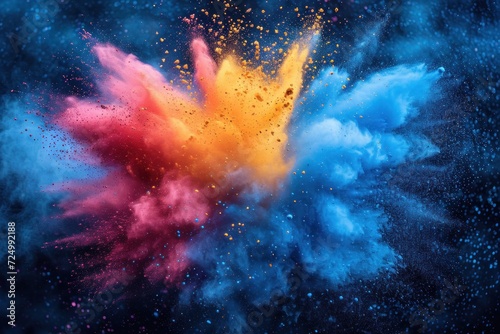 Holi powder exploding in a burst of colors