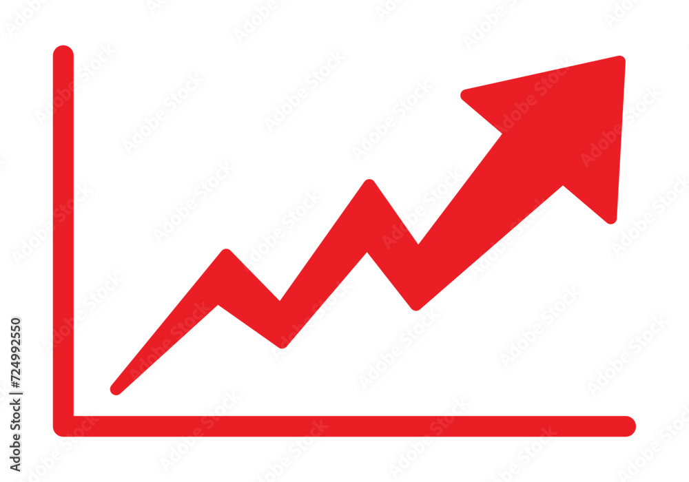 Growing business red arrow on white, Profit red arrow, Vector illustration.Business concept, growing chart. Concept of sales symbol icon with arrow moving up. Economic Arrow With Growing Trend. Growing business red arrow on white, Profit red arrow, Vector illustration.Business concept, growing chart. Concept of sales symbol icon with arrow moving up. Economic Arrow With Growing Trend.