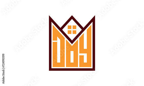 DOY initial letter real estate builders logo design vector. construction ,housing, home marker, property, building, apartment, flat, compartment, business, corporate, house rent, rental, commercial