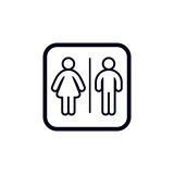 Restroom symbol, wc sign a lines style