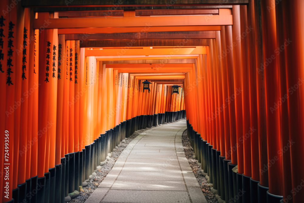 Fototapeta premium Red torii gate of Fushimi Inari Shrine in Kyoto, Japan
