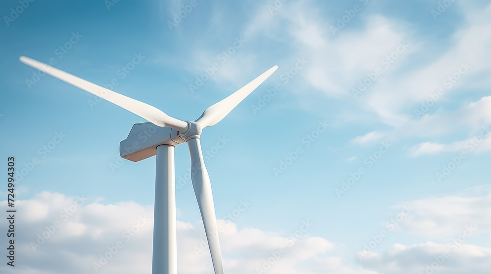 Wind turbine in field on sky background Wind turbine in field on sky background