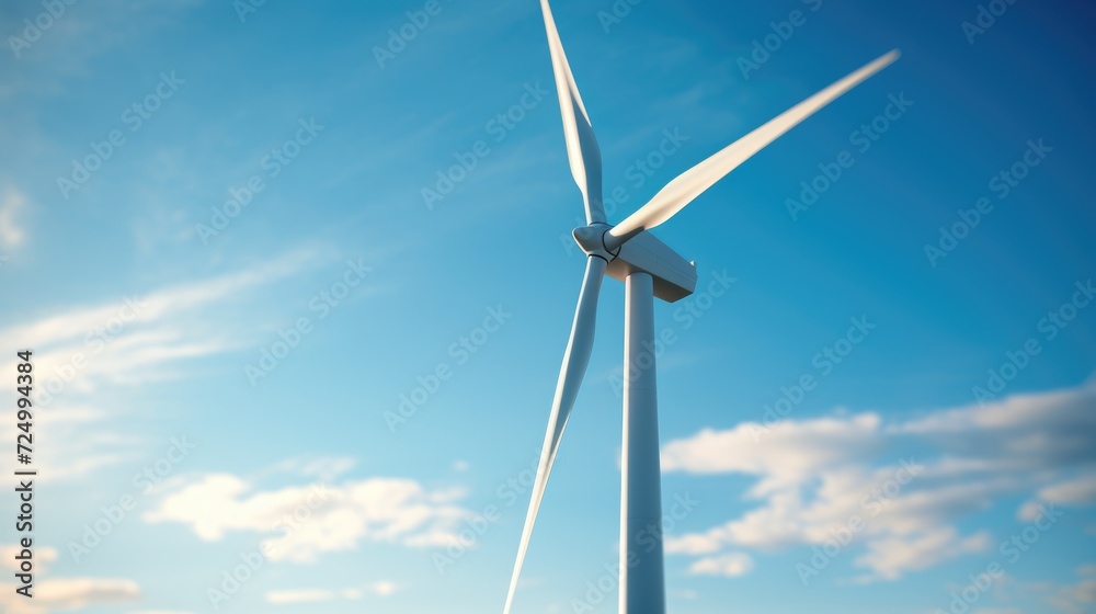 Wind turbine in field on sky background Wind turbine in field on sky background