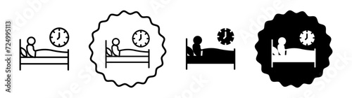 Sleep deprivation set in black and white color. Sleep deprivation simple flat icon vector