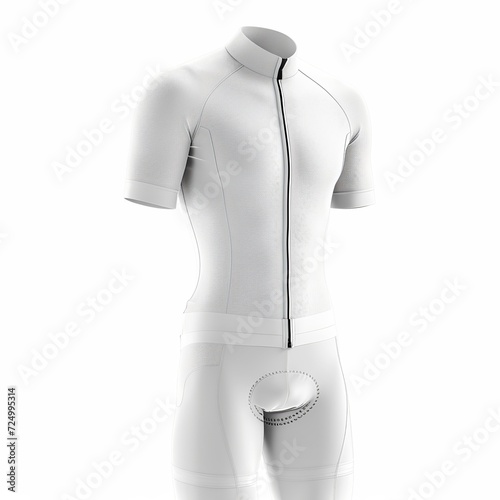Blank white cycling outfit half side view with collar mockup isolated on a white background