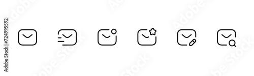 Mail icon set. email icon vector. E-mail icon. Envelope illustration for apps and websites. Linear, editable stroke. Vector Illustration