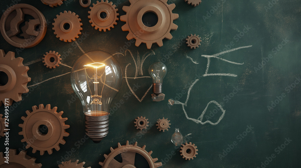 A Light Bulb on Top of a Green Board A Light Bulb on Top of a Green Board
