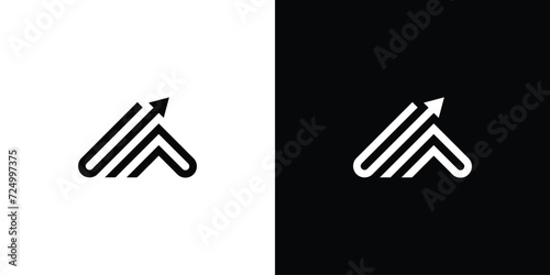 Creative Mountain Arrow Logo. Letter A or Mountain and Financial Arrow Graphic with Minimalist Style. UP Logo Icon Symbol Vector Design Template.