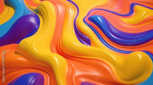 3D colorful paint background. Liquid artwork with flows and splashes. Mixed Illustration for anner, poster, cover, brochure or presentation.