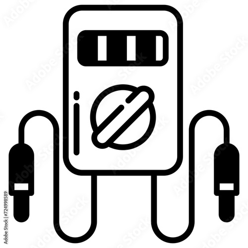 Voltmeter glyph and line vector illustration