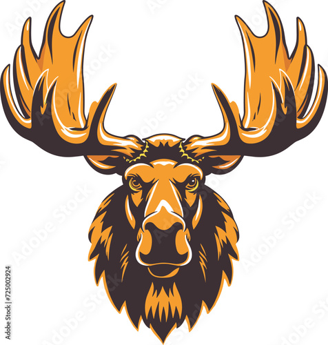 Illustration of moose cartoon. Boost your brand with this moose logo. Moose or Eurasian elk (Alces alces) / vintage illustration