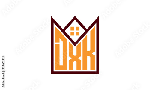 DXK initial letter real estate builders logo design vector. construction ,housing, home marker, property, building, apartment, flat, compartment, business, corporate, house rent, rental, commercial