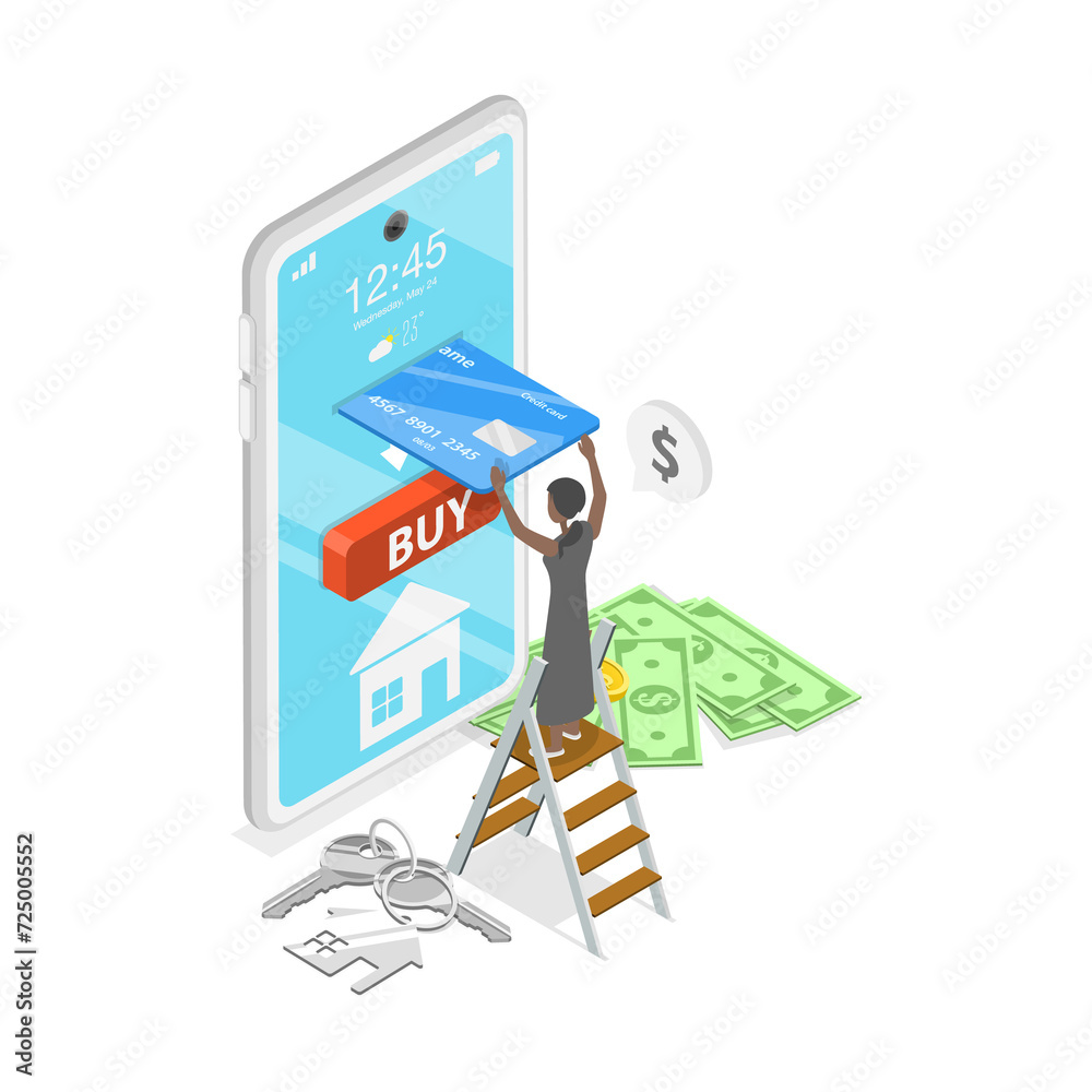 3D Isometric Flat  Illustration of Real Estate Investment. Item 2