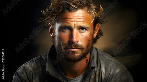 portrait of bearded man in a dark background