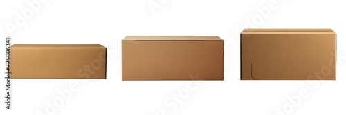 Set of medium-sized light brown cardboard box on a  transparent background © ANILCHANDRO