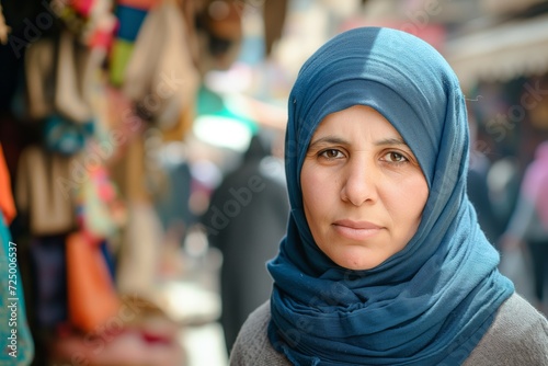 pretty, beautiful, very attractive middle eastern young woman looking at the camera posing at an Arab city outdoors market