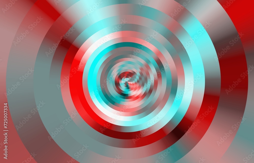 Fototapeta premium Koncentryczne okręgi w kolorze czerwonym i niebieskim z efektem gradientu - abstrakcyjne tło, tapeta
