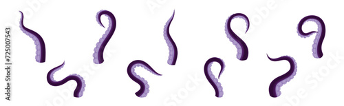 Octopus Tentacles as Limb of Ocean Creature Vector Set
