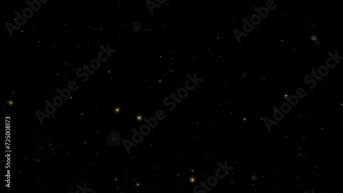 Dust particles on black background, 3D effect. Abstract dust particles with white light bokeh, flare sparkles 4k fotage photo