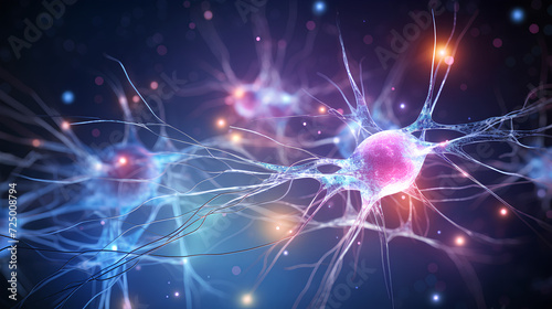 Neurons connected with electrical impulses inside an artificial intelligence.
