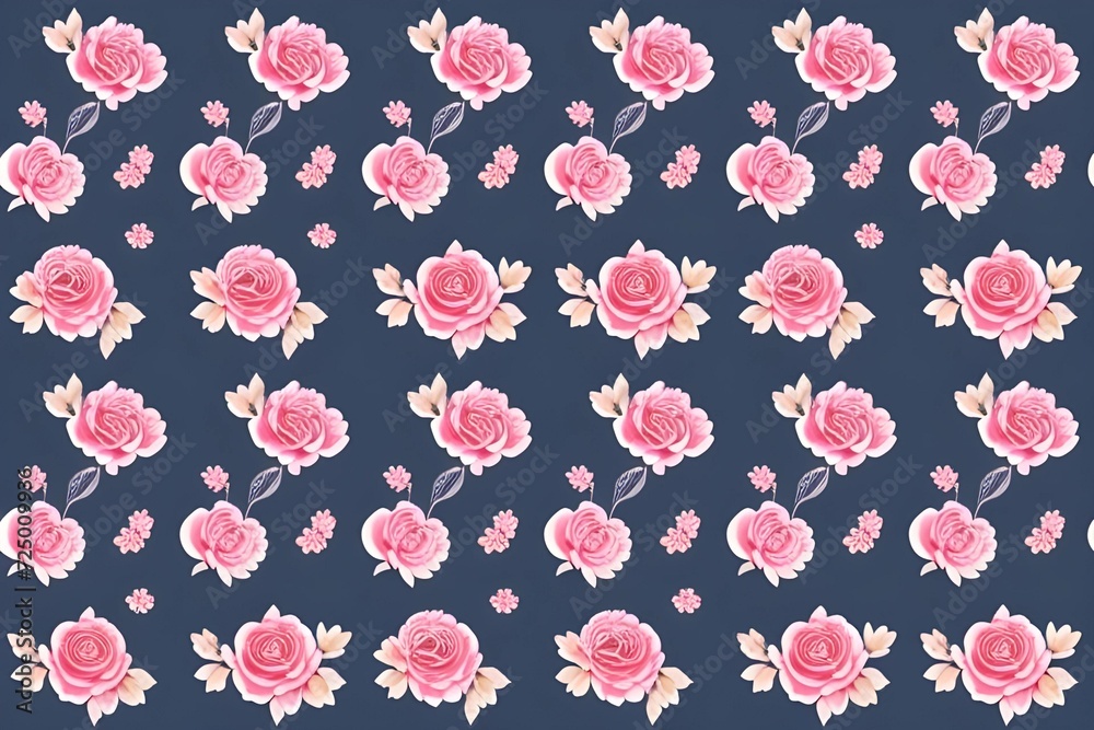 Repetitive pink and red roses floral pattern