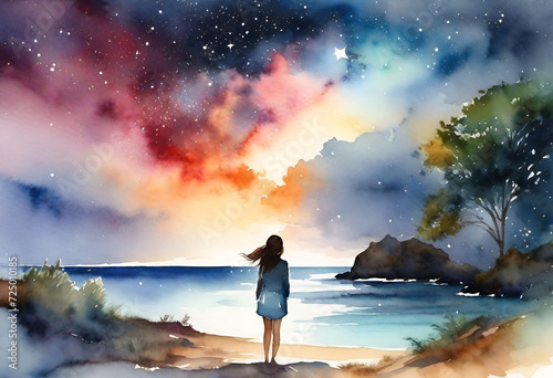 person on the beach at night