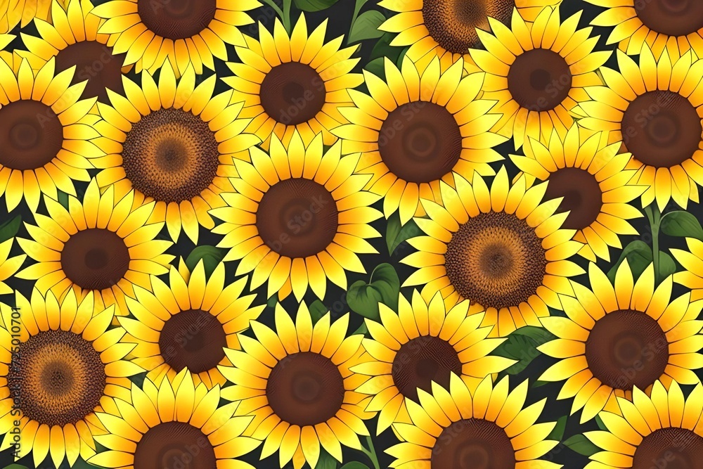 Repetitive sunflowers floral pattern Repetitive sunflowers floral pattern