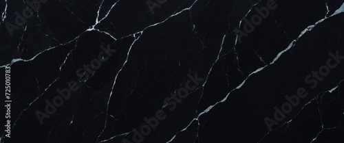 A high-resolution image capturing the detailed pattern of white veins running through the elegant surface of black marble