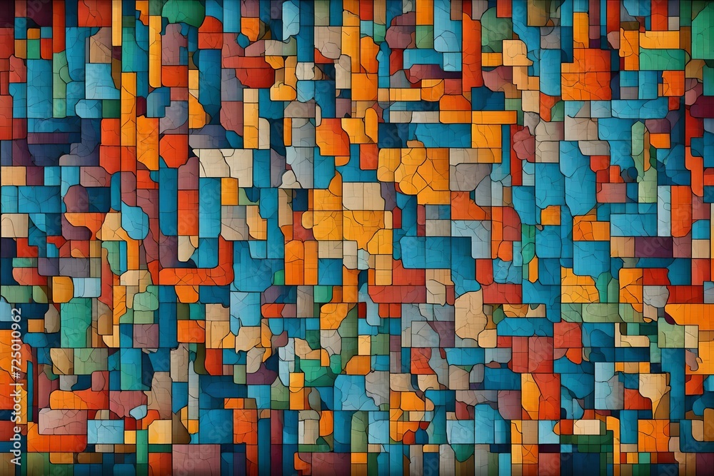 An abstract representation of financial data in the form of a colorful mosaic.