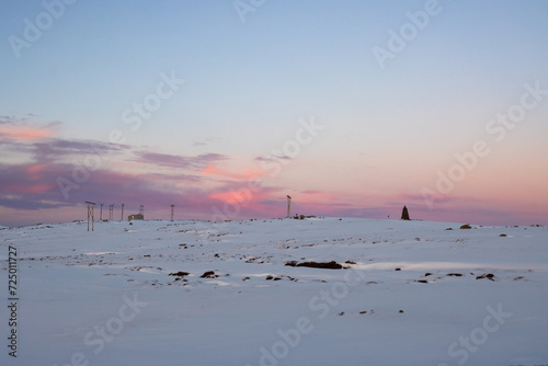Snowy country and a sunset pink sky, Iceland © yassmin