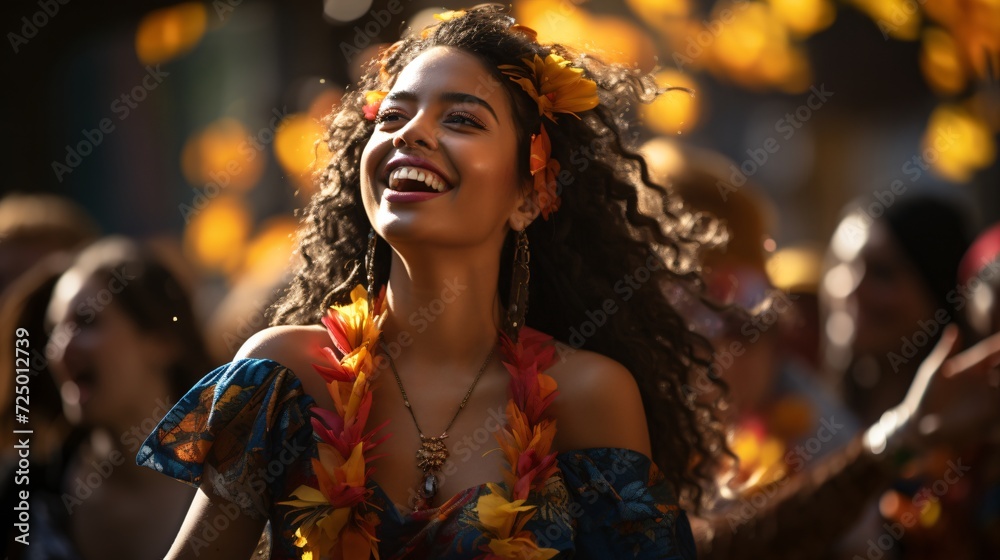 Beautiful young woman wear colorful autumn leaves wreath Beautiful young woman wear colorful autumn leaves wreath