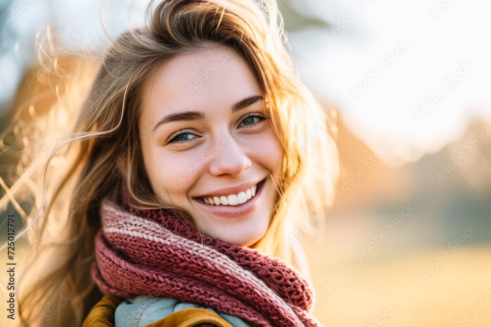 Young Caucasian woman poses smiling at the camera. Concept of international women's day. Young Caucasian woman poses smiling at the camera. Concept of international women's day.