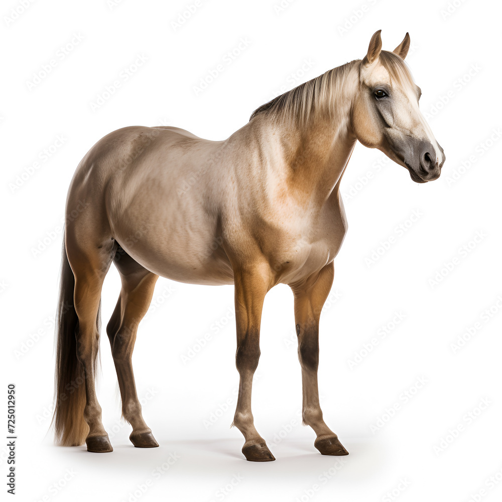 The bay horse isolated on white