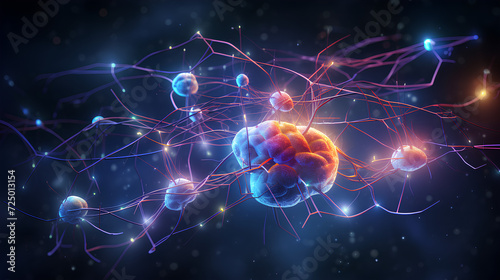 Neurons connected with electrical impulses inside an artificial intelligence.